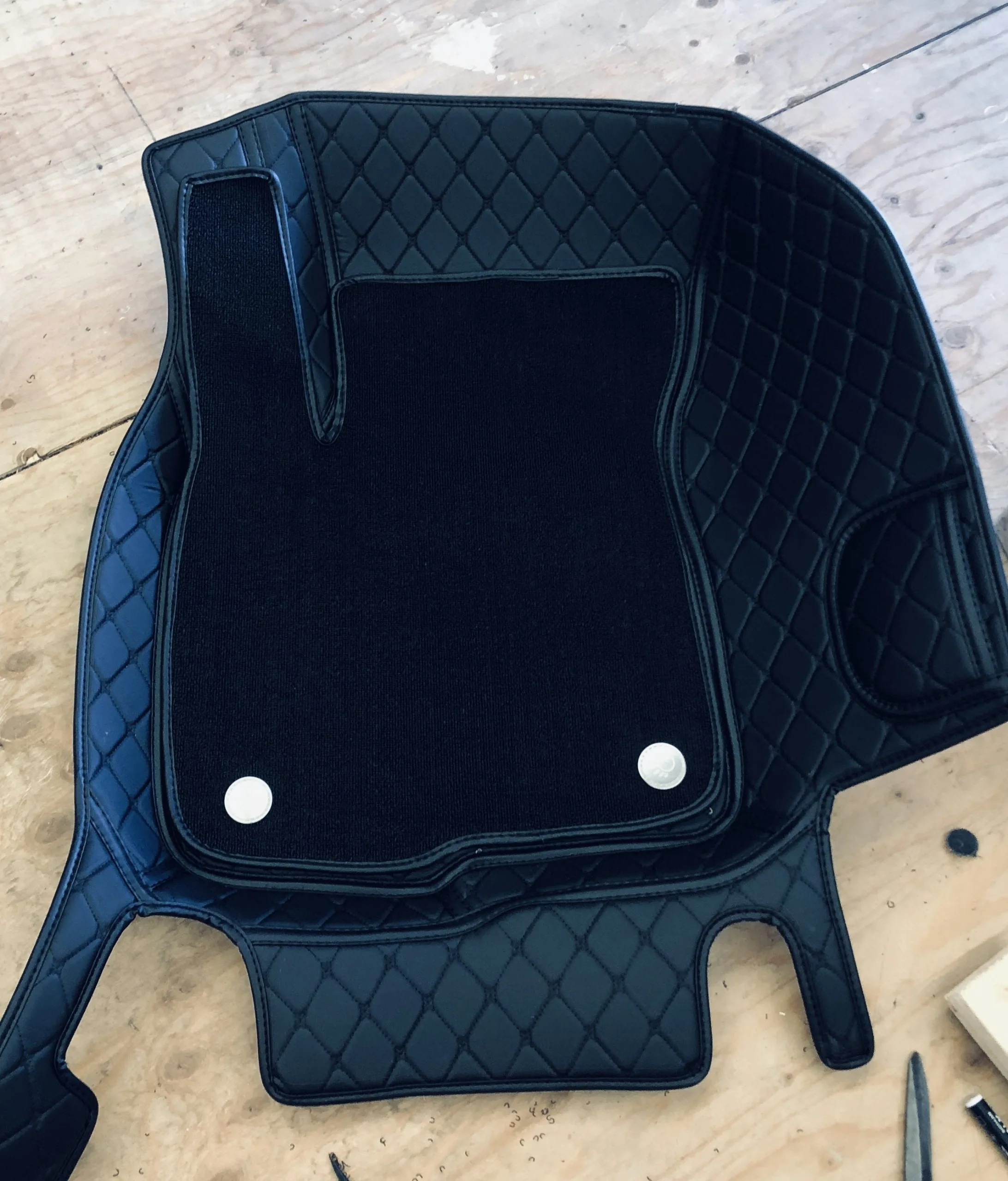 Double Layer Car Floor Mats - Black on Black | 2-Row Vehicles - Image 2