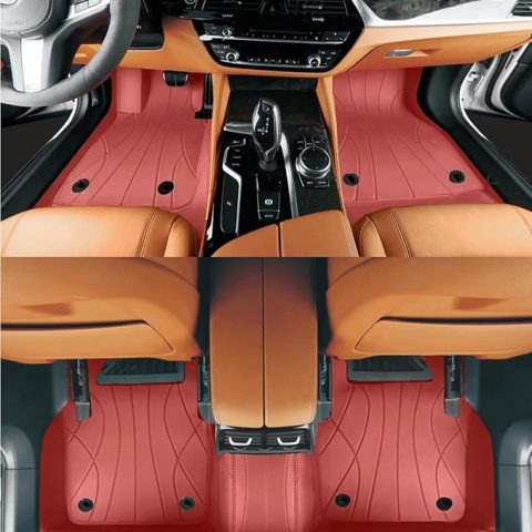 Custom Personalized Claret Red Car Floor Mats Leather Liners