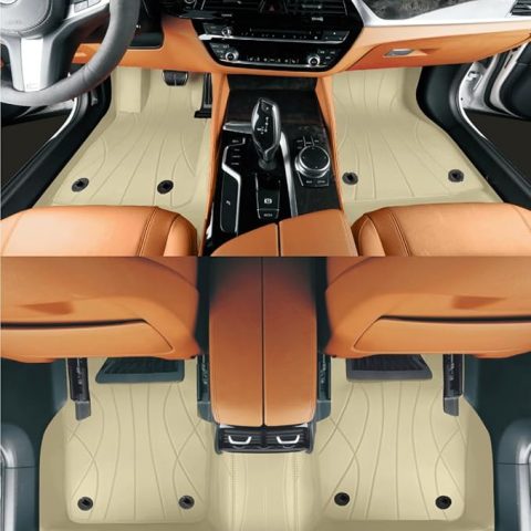 Custom Personalized Cream White Car Floor Mats Leather Liners