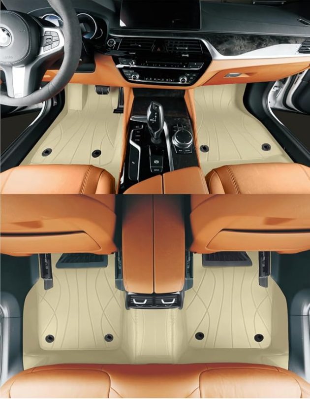 Custom Personalized Cream White Car Floor Mats Leather Liners