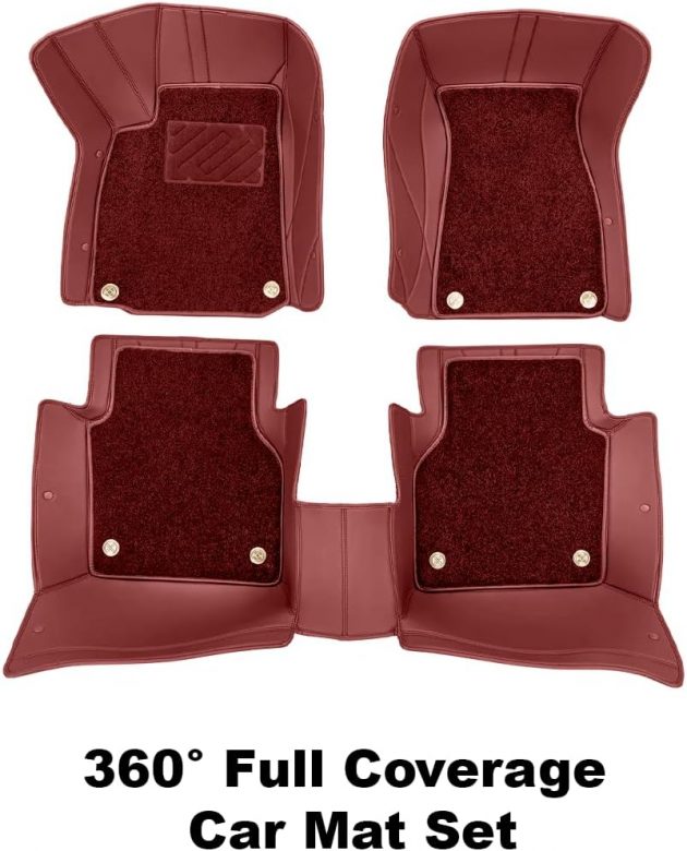 Custom Personalized Claret Red Car Floor Mats Leather Liners - Image 6
