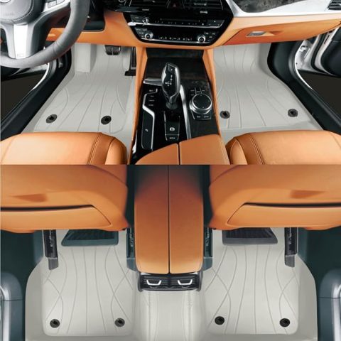 Custom Personalized Pale Grey Car Floor Mats Leather Liners