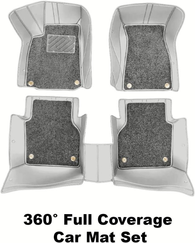 Custom Personalized Pale Grey Car Floor Mats Leather Liners - Image 6