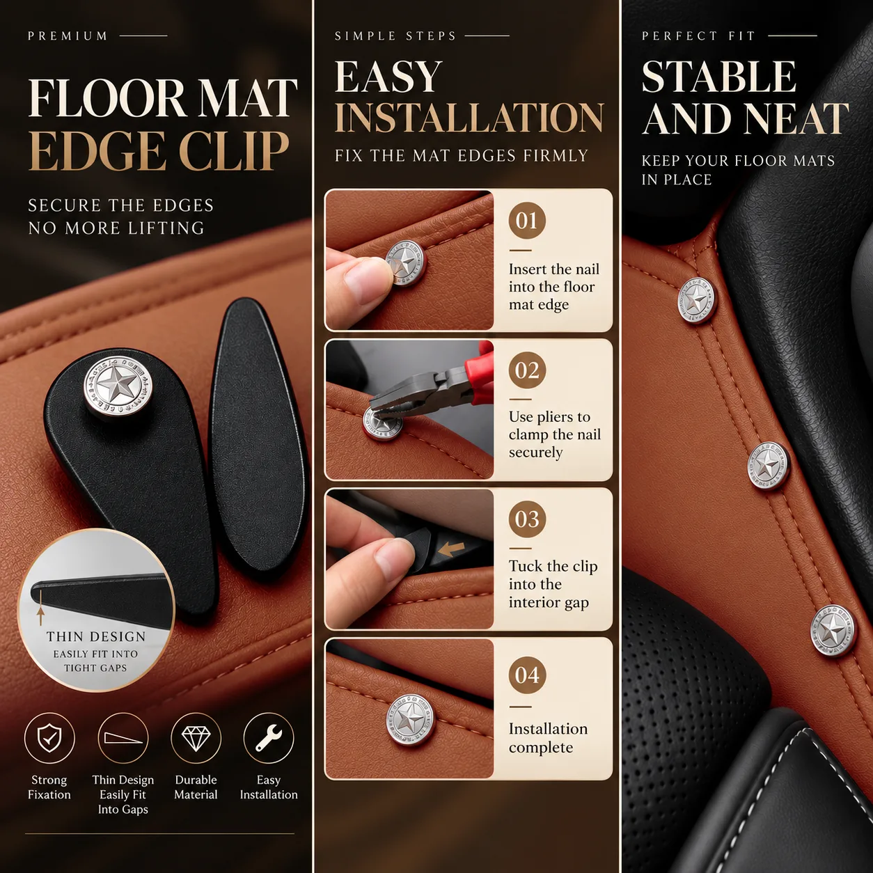 Custom Personalized Terra Cotta Car Floor Mats Leather Liners - Image 4