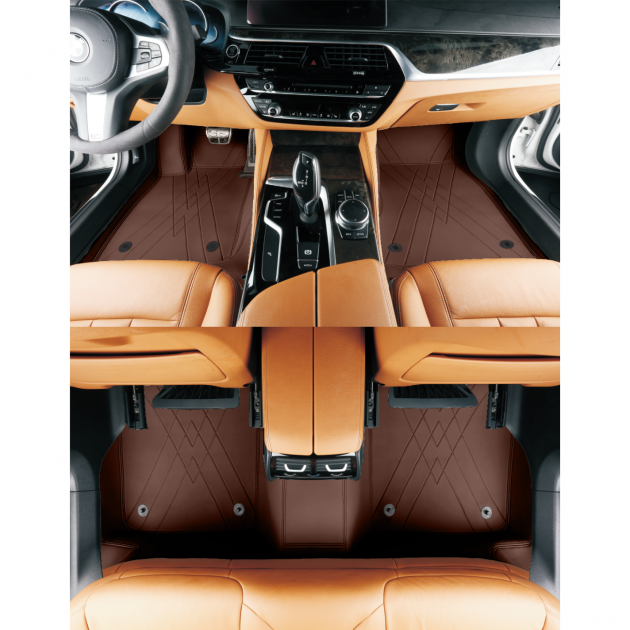 Custom Personalized Brown Car Floor Mats Leather Liners