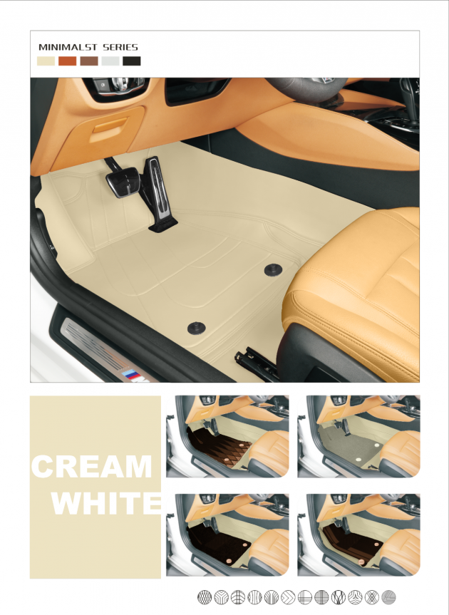 Custom Personalized Cream White Car Floor Mats Leather Liners - Image 6