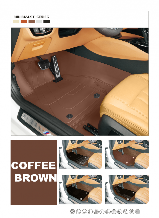 Custom Personalized Brown Car Floor Mats Leather Liners - Image 6