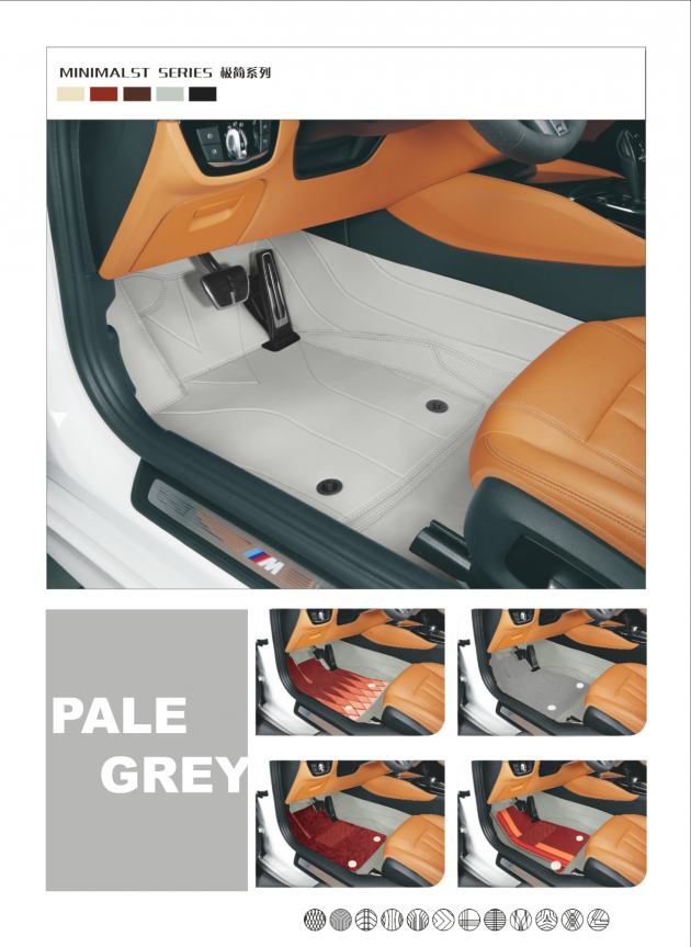 Custom Personalized Pale Grey Car Floor Mats Leather Liners - Image 5
