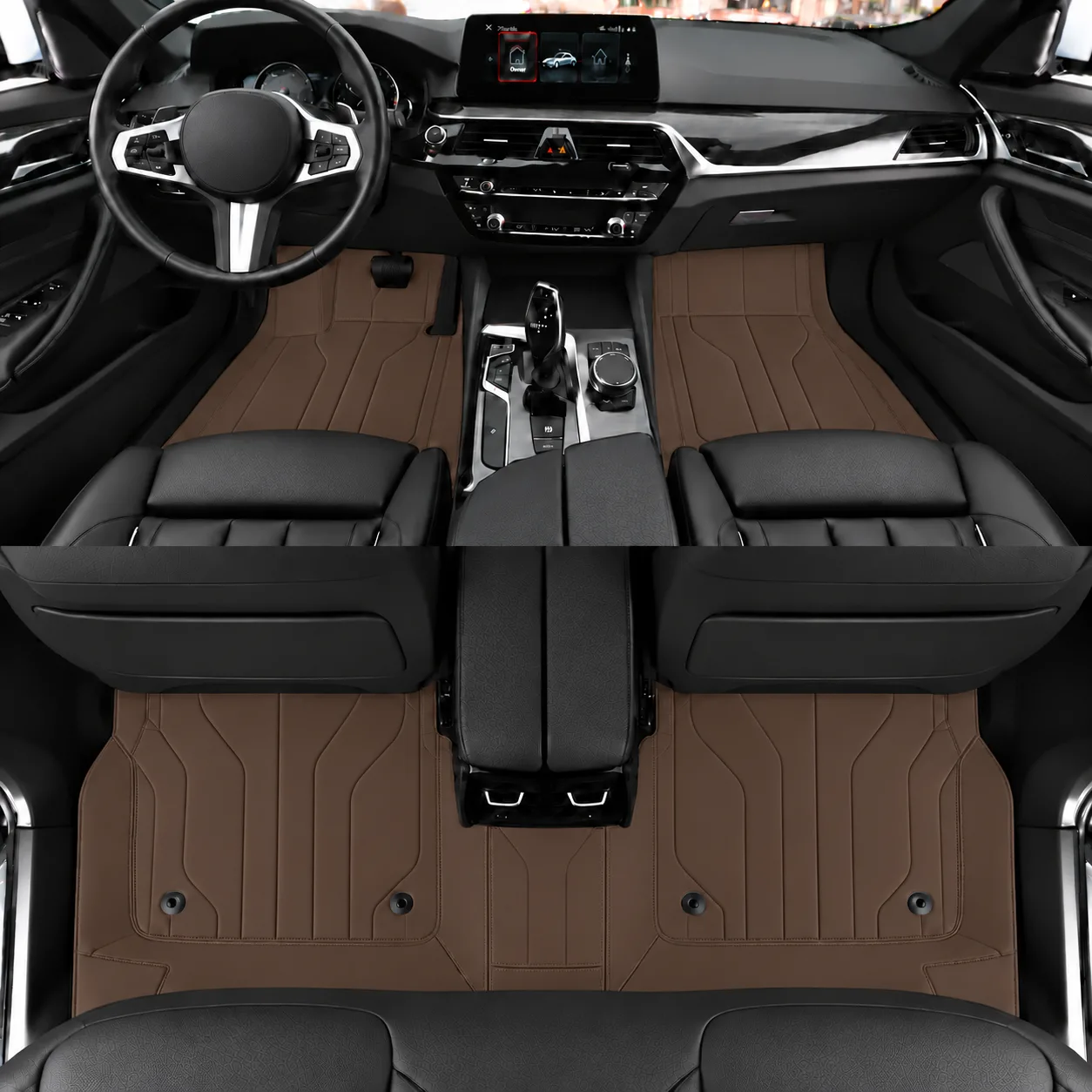 Custom Personalized Brown Car Floor Mats Leather Liners