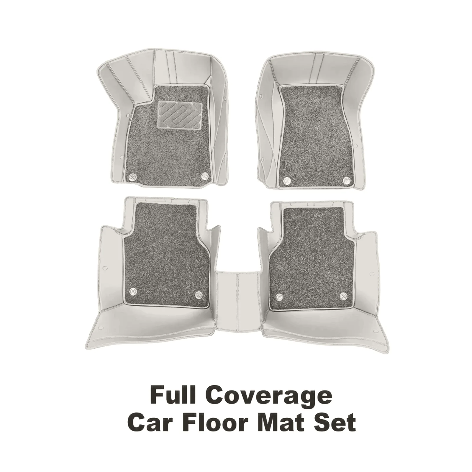 Custom Personalized Pale Grey Car Floor Mats Leather Liners - Image 2
