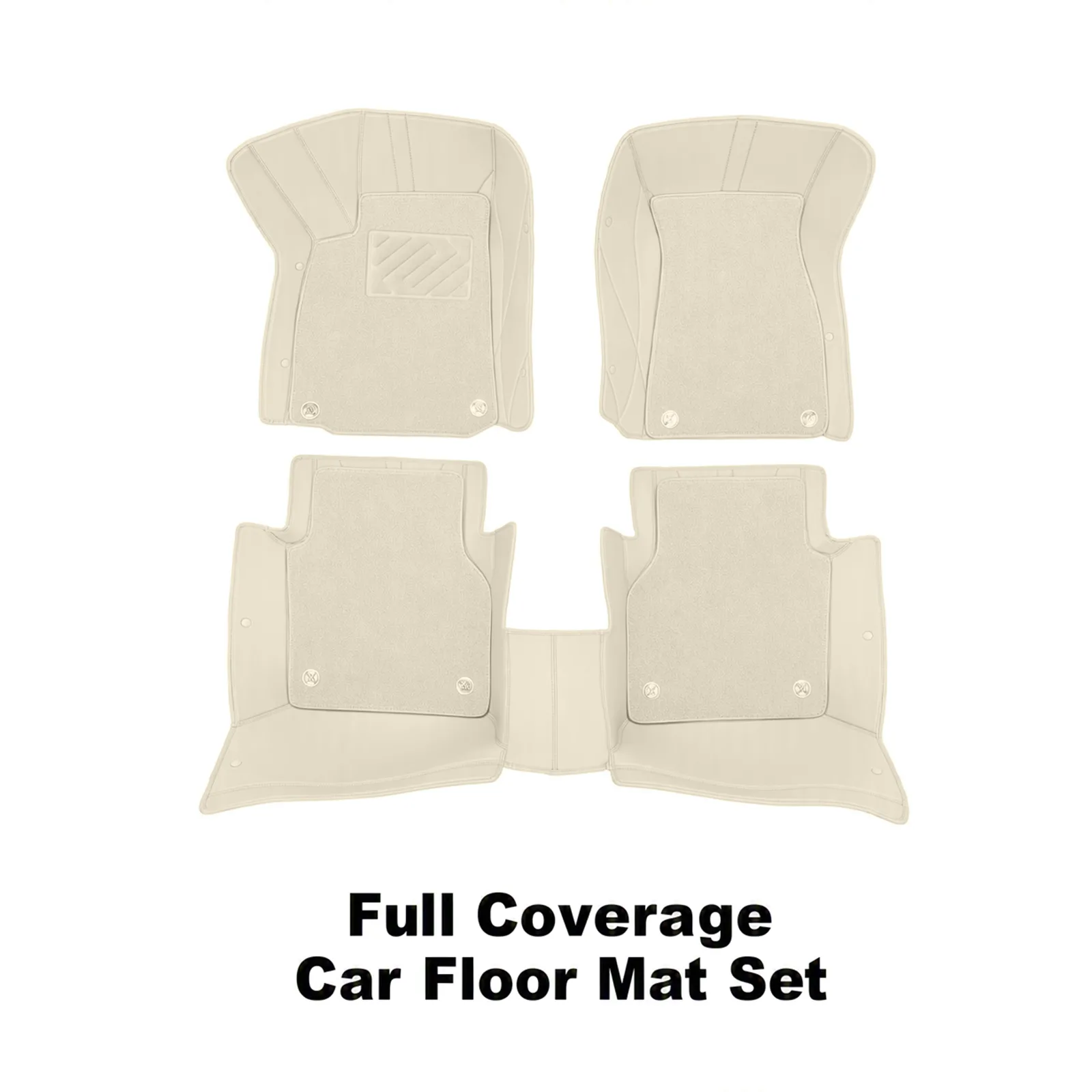 Custom Personalized Cream White Car Floor Mats Leather Liners - Image 3