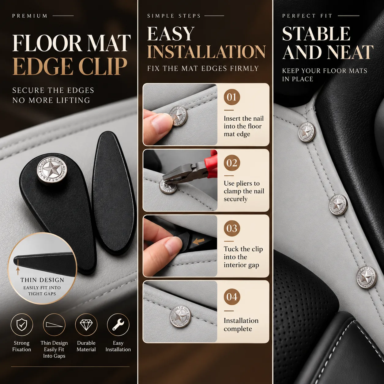 Custom Personalized Pale Grey Car Floor Mats Leather Liners - Image 4