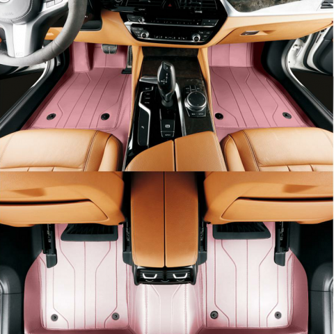 Custom Personalized Pink Car Floor Mats Leather Liners