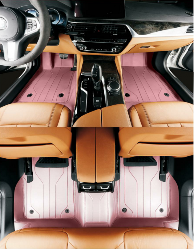 Custom Personalized Pink Car Floor Mats Leather Liners