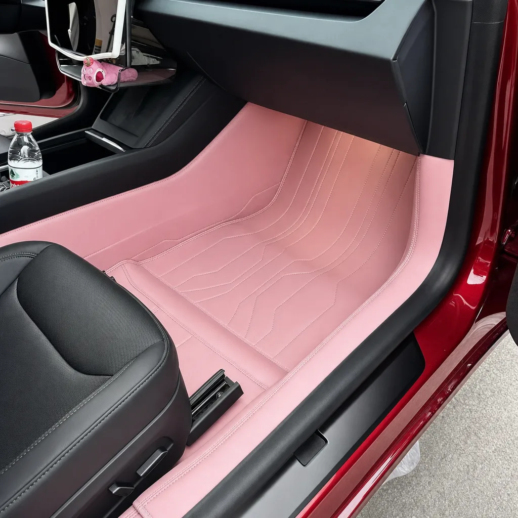 Custom Personalized Pink Car Floor Mats Leather Liners