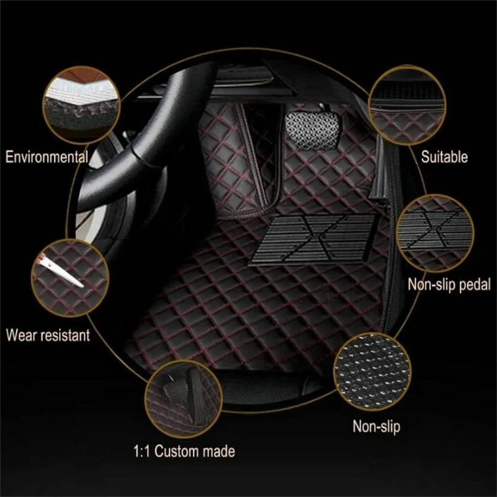 Custom Personalized Brick Red Car Floor Mats Leather Liners - Image 7