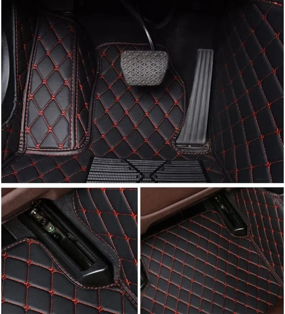 Custom Personalized Brick Red Car Floor Mats Leather Liners - Image 6