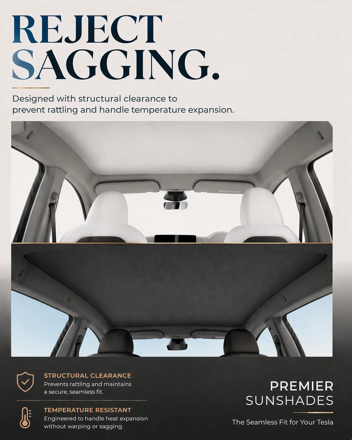 Tesla White Suede Sunroof Sunshade - Image 7