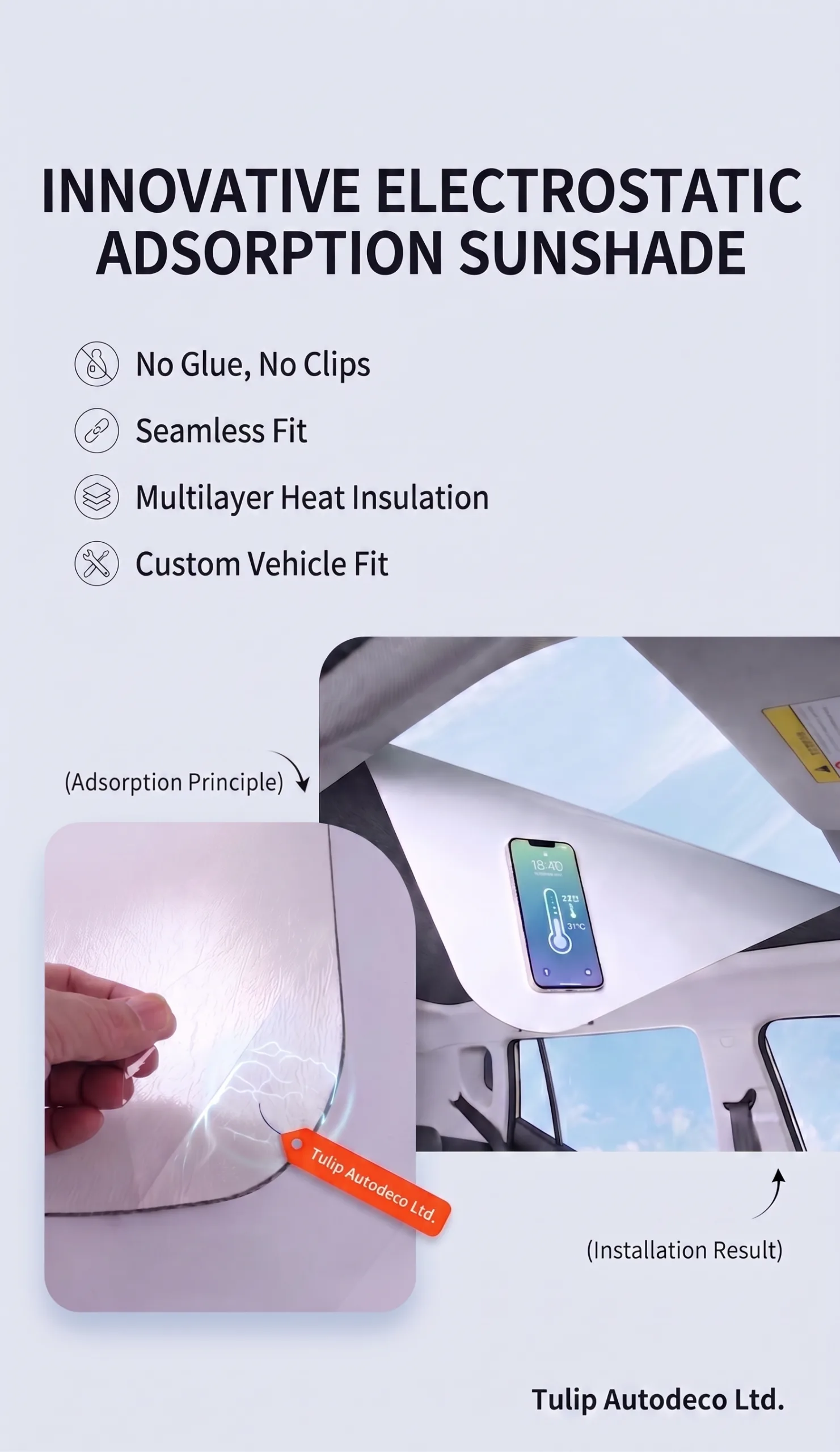 Tesla White Suede Sunroof Sunshade - Image 5