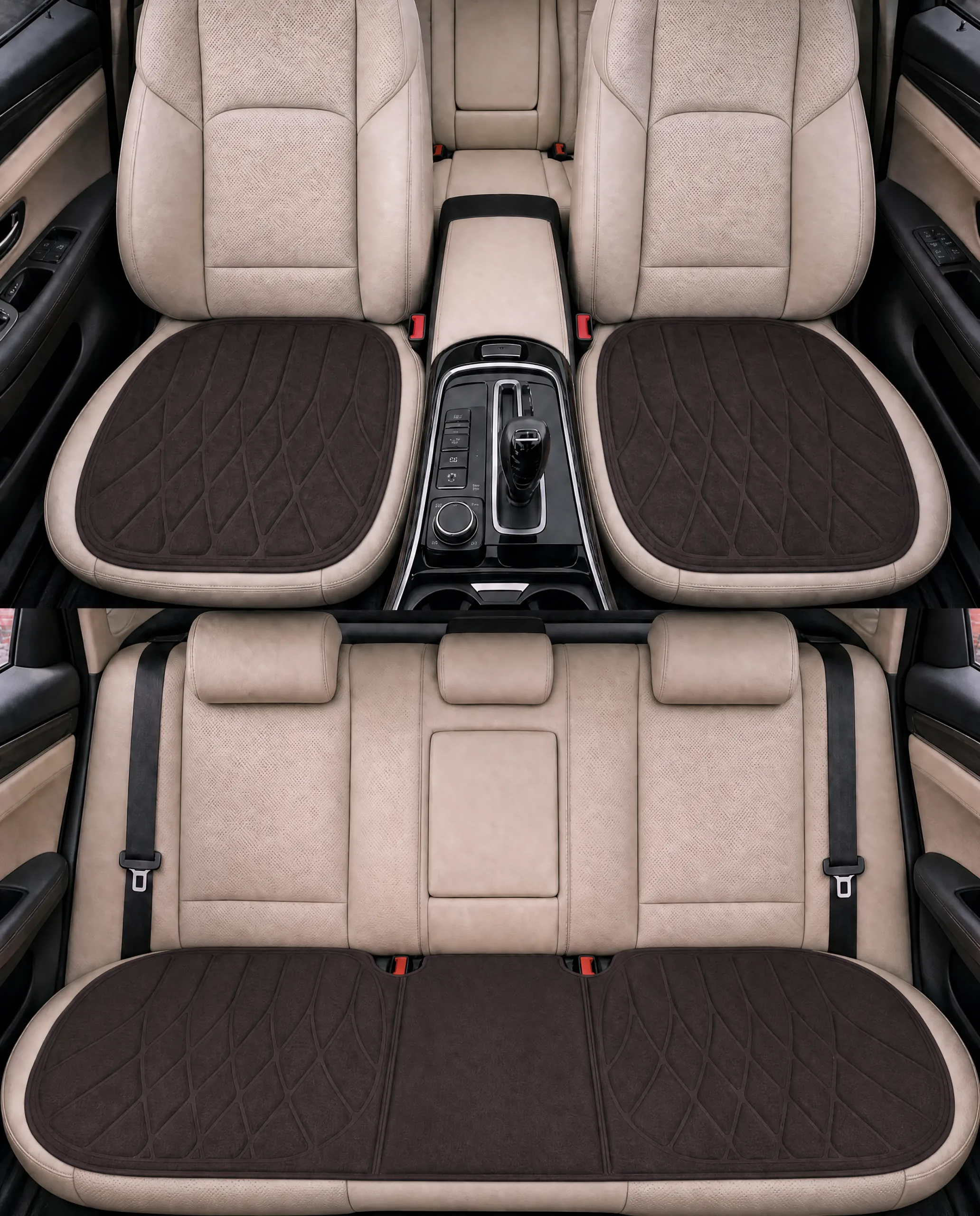 Universal Soft Fiber Car Coffee Brown Cushion, Latex Foam Core, Breathable Washable Anti-Slip Pad for Car