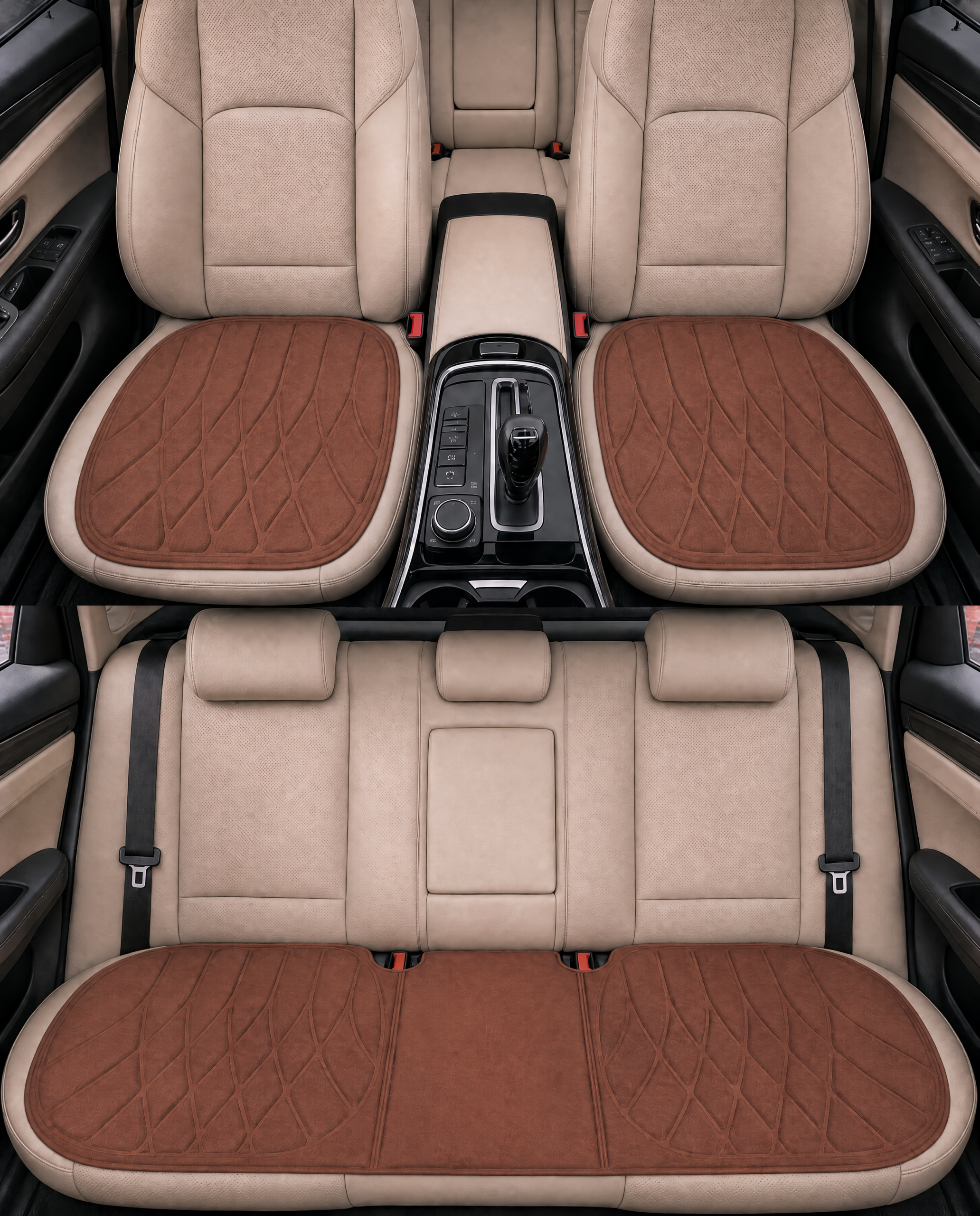 Universal Soft Fiber Car Brown Cushion, Latex Foam Core, Breathable Washable Anti-Slip Pad for Car