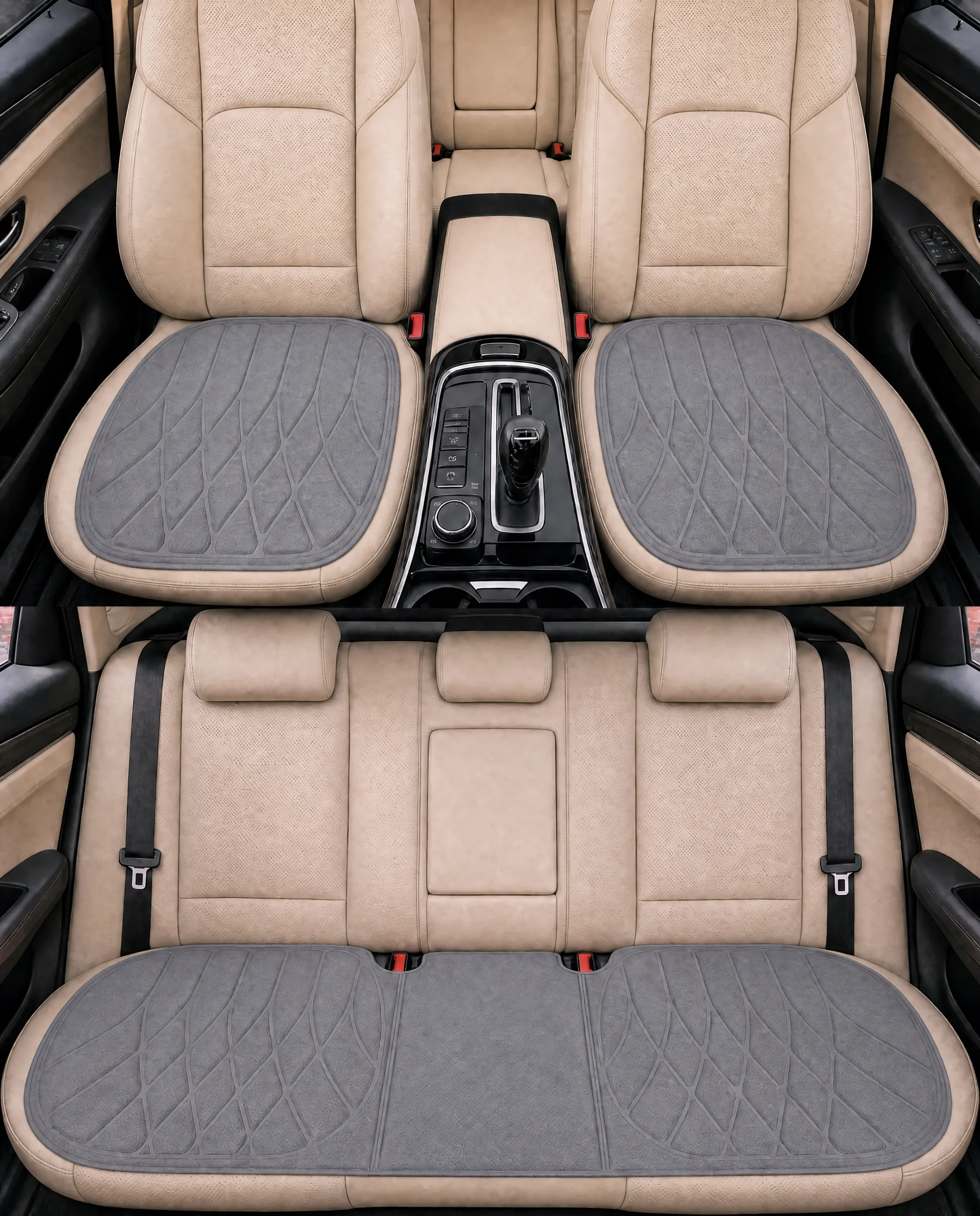 Universal Soft Fiber Car Gray Cushion, Latex Foam Core, Breathable Washable Anti-Slip Pad for Car