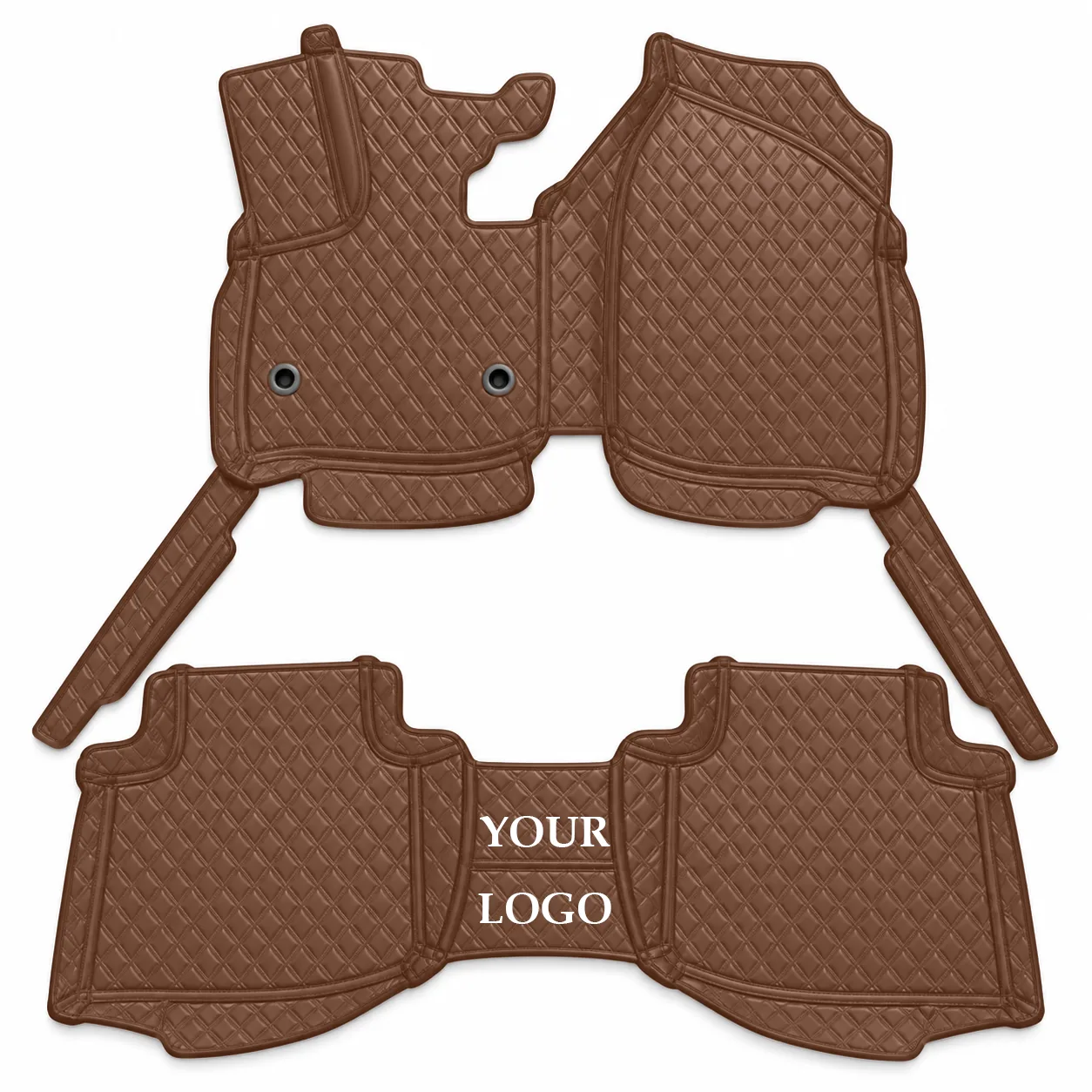 Custom Fit Diamond Quilted Orange Car Floor Mats, Leather Liners - Image 3